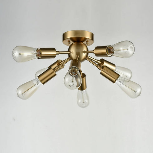 Modern 8-light Brass Sputnik Flush Mount Ceiling Light