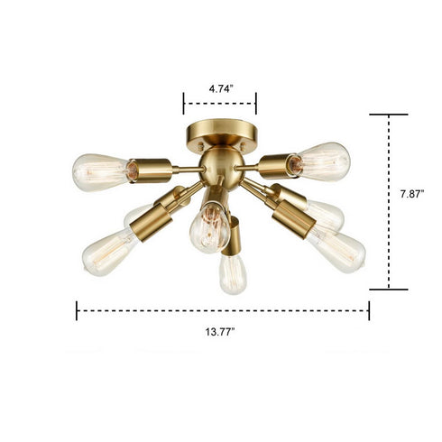 Modern Brass Sputnik Ceiling Light 8-light Flush Mount Fixture