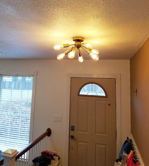 Modern Brass Sputnik Ceiling Light 8-light Flush Mount Fixture