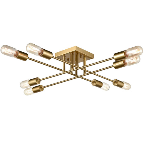 Modern 8-light Metal Gold Ceiling Light Fixture for Living Room