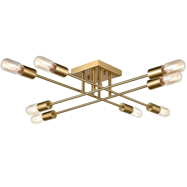 Modern 8-light Metal Gold Ceiling Light Fixture for Living Room