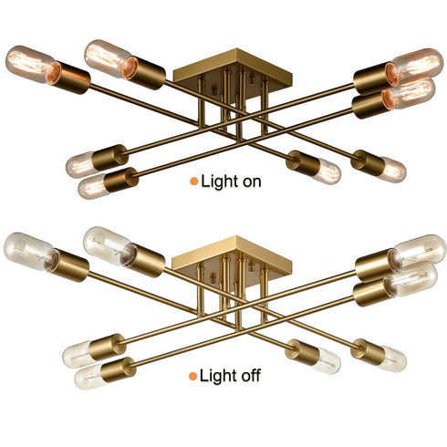 Modern 8-light Metal Gold Ceiling Light Fixture for Living Room