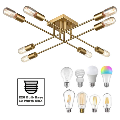 Modern 8-light Metal Gold Ceiling Light Fixture for Living Room