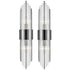 Modern Black Metal Wall Sconce with Crystal Clear Glass Rods for Bathroom Set of 2