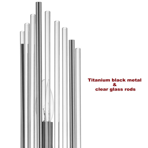 Modern Black Metal Wall Sconce with Crystal Clear Glass Rods for Bathroom Set of 2