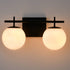 Modern Black Two Globe Vanity Light Milky Glass