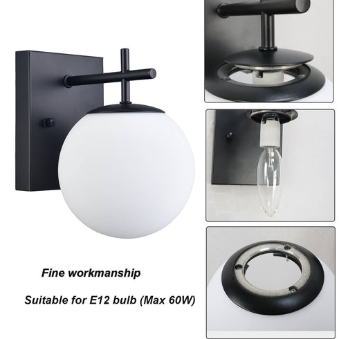 Modern Black Globe Sconce - 2 Light