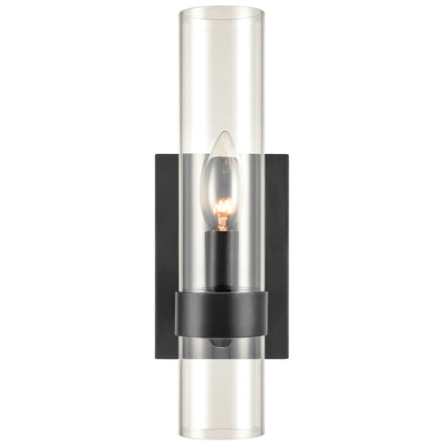 Modern Black Wall Sconce Cylinder Glass for Bathroom