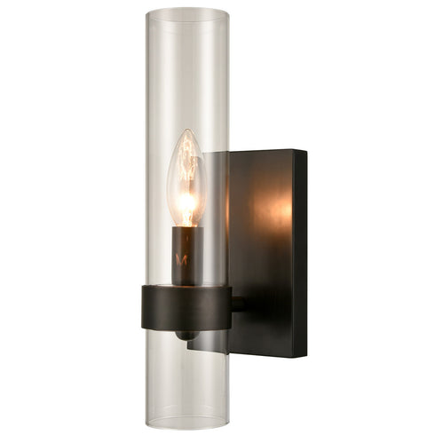 Modern Black Wall Sconce Cylinder Glass for Bathroom