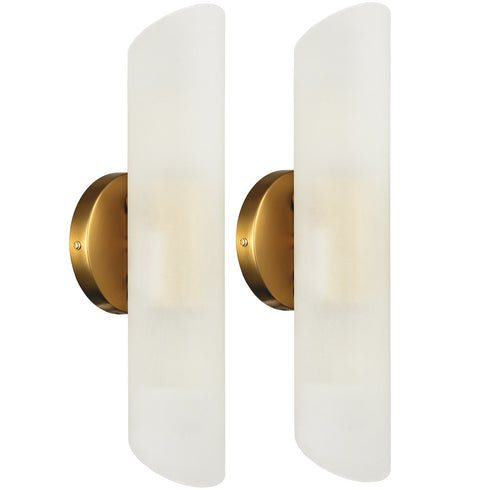 Modern Brass 2-Light Cylinder Sconce Lighting Set of 2