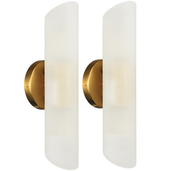 Modern Brass 2-Light Cylinder Sconce Lighting Set of 2