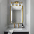 Modern Brass Bathroom Vanity Lighting with Frosted Glass - 4 Light