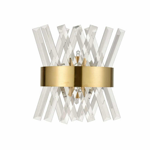 Modern Brass Crystal Wall Sconce Lighting Fixture 2 Pack