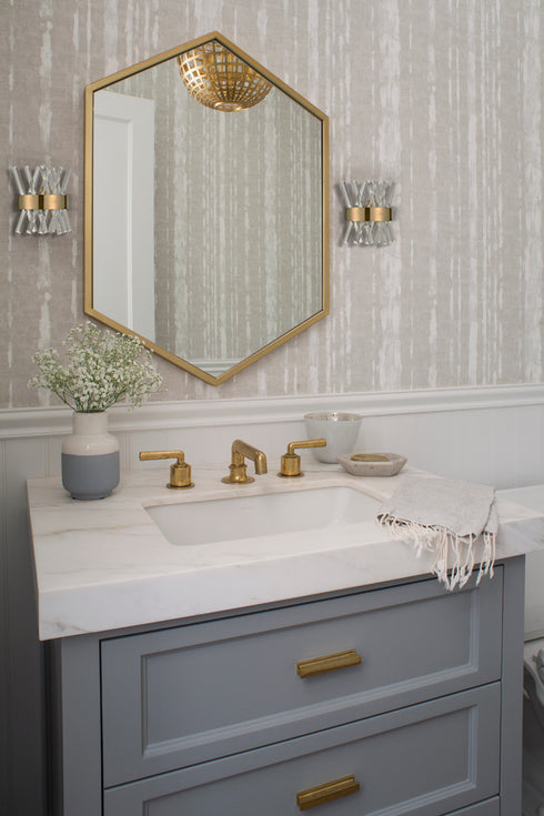 Modern Brass Crystal Wall Sconce Lighting Fixture 2 Pack