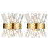 Modern Brass Crystal Wall Sconce Lighting Fixture 2 Pack