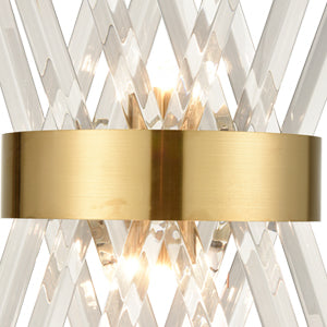 Modern Brass Crystal Wall Sconce Lighting Fixture 2 Pack