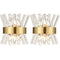 Modern Brass Crystal Wall Sconce Lighting Fixture 2 Pack