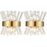 Modern Brass Crystal Wall Sconce Lighting Fixture 2 Pack
