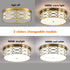 Modern Brass Dimmable LED Flush Mount Ceiling Light Black Linen Drum Shade