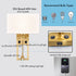 Modern Brass Fabric Wall Lamp ,USB Charging Port + LED Reading Light