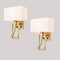 Modern Brass Fabric Wall Lamp ,USB Charging Port + LED Reading Light