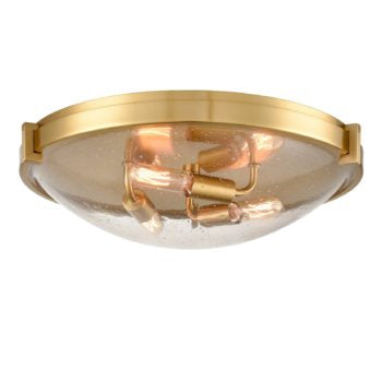 Rovigo Modern Brass Flush Mount Ceiling Light Seeded Glass Shade-3 Lights