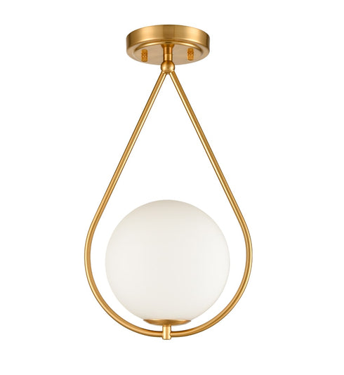 Modern Brass Flush Mount Ceiling Lights Ivory Glass Shade