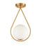 Modern Brass Flush Mount Ceiling Lights Ivory Glass Shade