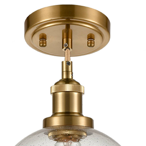 Modern Brass Globe Seeded Glass Pendant Lights Golden Finish