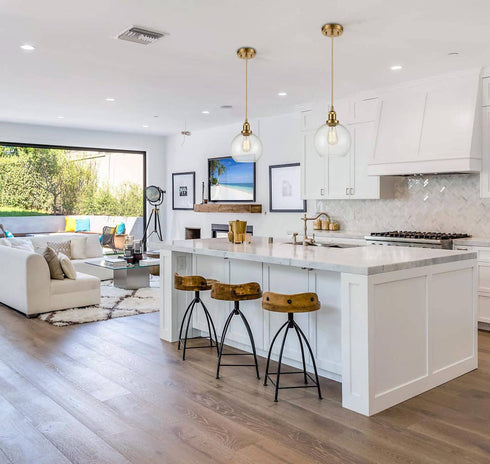 Modern Brass Globe Seeded Glass Pendant Lights Golden Finish