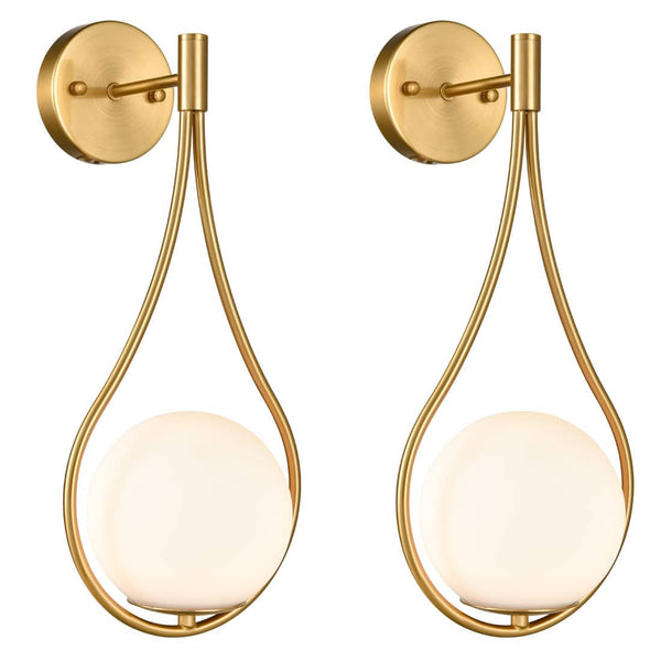 Modern Wall Sconce Milk Globe Light Set of 2