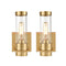 Modern Brass Gold with Cylindrical Glass Shade Wall Light Fixtures Set of 2