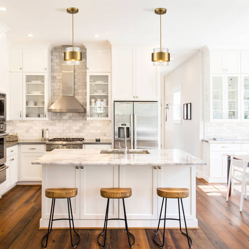 Modern Brass Kitchen Pendant Light Adjustable Hanging Light