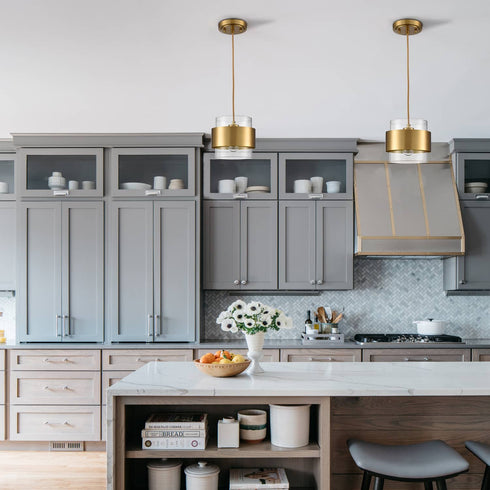 Modern Brass Kitchen Pendant Light Adjustable Hanging Light