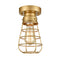 Modern Brass Mini Cage Ceiling Lights Flush Mount with Solid Metal