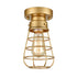Modern Brass Mini Cage Ceiling Lights Flush Mount with Solid Metal