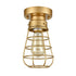 Modern Brass Mini Cage Ceiling Lights Flush Mount with Solid Metal