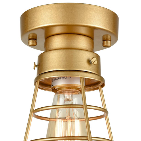 Modern Brass Mini Cage Ceiling Lights Flush Mount with Solid Metal
