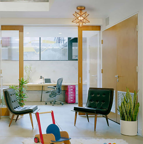 Modern Brass Moravian Star Ceiling Light with Clear Glass 12 Inches