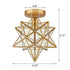 Modern Brass Moravian Star Ceiling Light with Clear Glass 12 Inches