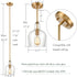 Modern Brass Glass Pendant Light for Kitchen Rod-Hung