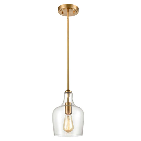 Modern Brass Glass Pendant Light for Kitchen Rod-Hung