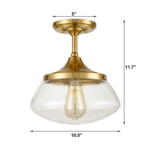 Modern Brass Semi Flush Mount Ceiling Light Fixture