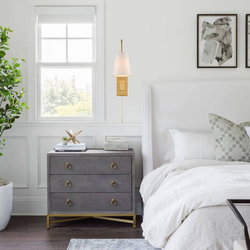 Modern Brass Wall Lamps Set of 2 Plug-In Wall Lights