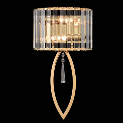 Modern Brass Wall Sconce 2 Light Crystal Bar Wall Lamp Dimmable