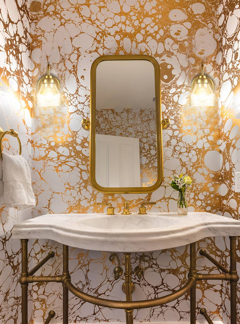 Modern Brass Wall Sconce Bathroom Light Fixture with Clear Glass Shade