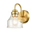 Modern Brass Wall Sconce Bathroom Light Fixture with Clear Glass Shade