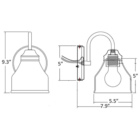 Modern Brass Wall Sconce Bathroom Light Fixture with Clear Glass Shade
