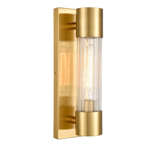 Modern Brass Wall Sconce Light Bathroom Vanity Light with Crackle Glass