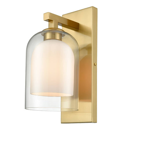Modern Brass Wall Sconces Clear and Milky Glass Shades